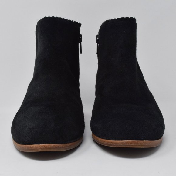 Jack Rogers Bailee Bootie Suede sz 7 Black Ankle Dark Academia - Picture 3 of 15